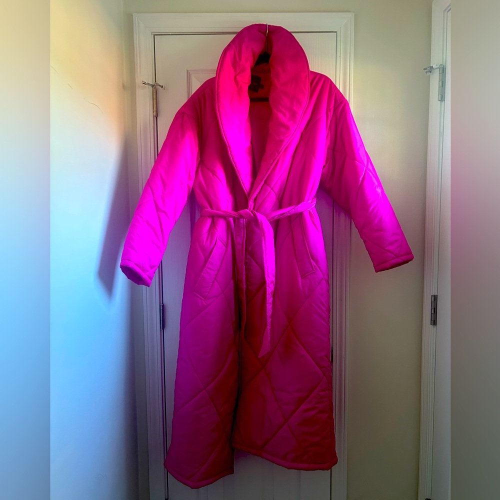 Long Quilted Coat with Belt